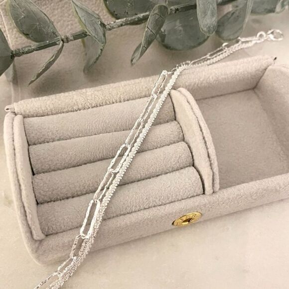 The Mixed Media double strand paperclip Bracelet in 925 - Picture 10 of 10